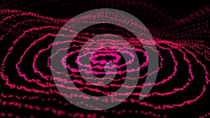 Abstract dynamic wave of points and lines. Network of bright particles connected by lines. Big data. 3d rendering