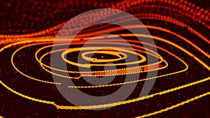 Abstract dynamic wave of points and lines. Network of bright particles connected by lines. Big data. 3d rendering