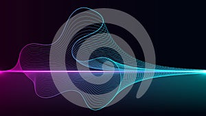 Abstract dynamic wavy lines neon color lighting elements on black background technology digital futuristic style