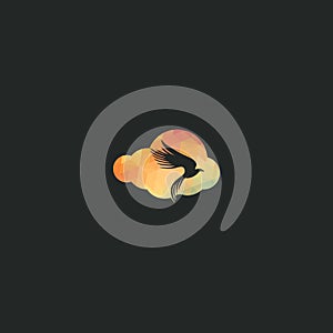 Falcon cloud vector logo design.
