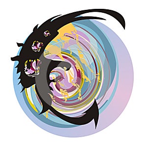 Abstract eagle symbol against the background of the earth