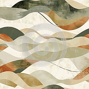 Abstract Earth Tone Waves with Textured Layers Art Print