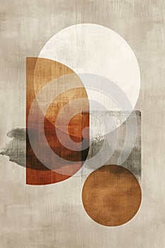 Abstract Earth-Toned Artistic Shapes on Neutral Background