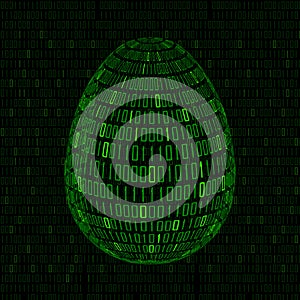 Abstract Easter egg with binary code inside. Happy Easter