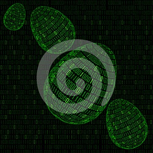 Abstract Easter egg with binary code inside. Happy Easter