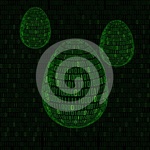 Abstract Easter eggs with binary code inside