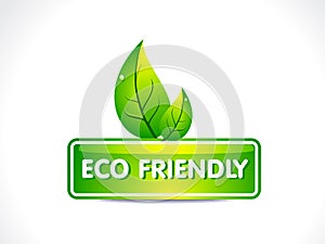Abstract eco button with leaf