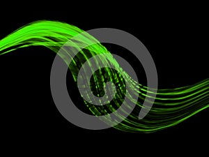 Abstract Eco fresh green smoke flame helix isilated over black background. Spring healthy illustration with copyspace