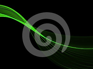 Abstract Eco fresh green smoke flame helix isilated over black background. Spring healthy illustration with copyspace