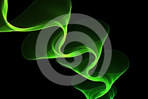 Abstract Eco fresh green smoke flame helix isolated on black background. Spring healthy illustration overlay