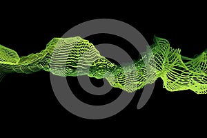 Abstract Eco fresh green smoke flame helix isolated on black background. Spring healthy illustration overlay