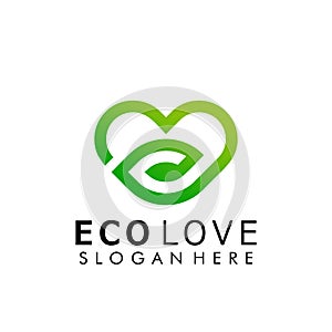 Abstract Eco Love Green Leaf logo design vector Illustration, business card template