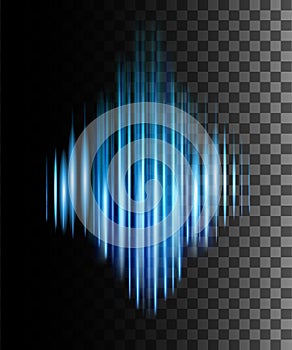 Abstract effect sound wave. Blue color effect. Spectrum audio wave. Vector illustration on transparent background
