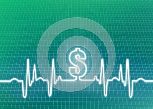 Abstract EKG Healthcare Cost Background Illustration