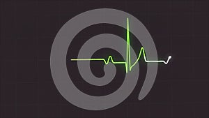 Abstract EKG Monitor showing heart beat on grey background. Electrocardiogram green pulse waves in motion.