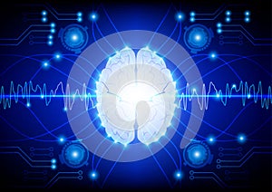 Abstract electric circuit digital brain technology concept