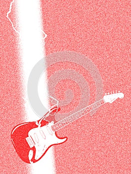 Abstract electric guitar being struck by lightning