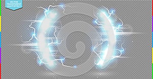 Abstract electric science frame. Shine border with energy lightning