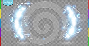 Abstract electric science frame. Shine border with energy lightning and spotlight