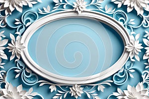 Abstract elegance light blue 3D paper floral frame for a multitude of design applications from book overs to website backgrounds