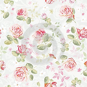 Abstract Elegance seamless floral pattern. Beautiful flowers vector illustration texture with roses.