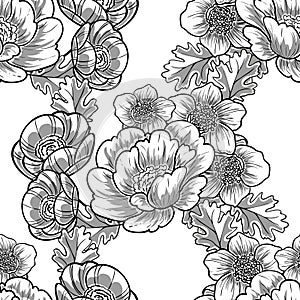 Abstract elegance seamless pattern with floral elements