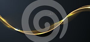 Abstract elegant 3D golden wave curved line elements