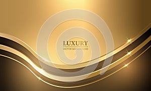 Abstract elegant gold luxury background with golden lines. Realistic luxury background with gold 3d metal waves and