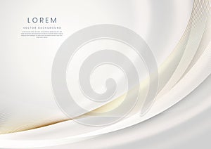 Abstract elegant grey curved shape line overlap on light grey clean background with lighting and spakle. Luxury template design