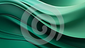 Abstract elegant sea green waves design with smooth curves and soft shadows on clean modern background