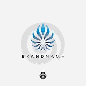 Abstract elegant symbol logo design inspiration.Monogram leaf icon vector