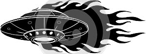 Abstract elemental vector illustration of flying saucer