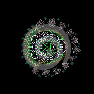 Abstract elements on black background for graphic dezign