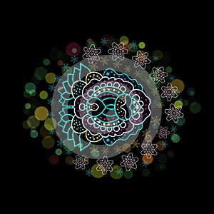 Abstract elements on black background for graphic dezign