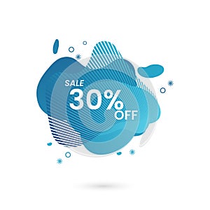 Sale 30% off sign abstract design, with gradient blue.