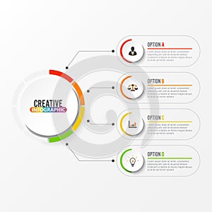 Abstract elements of graph Vector infographic template with label, integrated circles. Business concept with 4 options. For