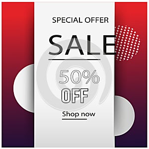 Abstract elements on a red liquid background. Sale banner template design. Big sale special offer. Special offer banner for poster