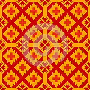 abstract elements in red and orange