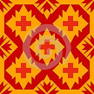 abstract elements in red and orange