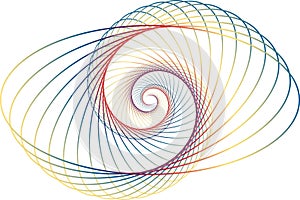 Abstract ellipse form of colored lines in a spiral shape.