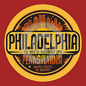 Abstract emblem with the Philadelphia, Pennsylvania