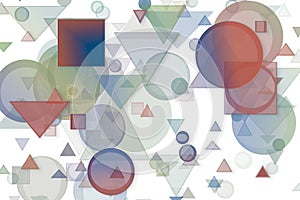 Abstract embossed & random circle, square. Effect, pattern, triangle & surface.