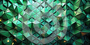 Abstract emerald green triangular geometric pattern background texture for design projects. Generative AI