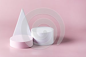 Abstract empty white podium on a pink background A scene with a geometric background Backdrop for the product presentation