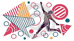 Abstract Energetic Figure in Geometric Pattern, vector design Generative AI