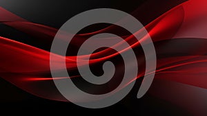 Abstract energy red and black waves design with smooth curves and soft shadows on clean modern background