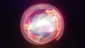 Abstract energy sphere with glowing bright particles, atom from energy scientific