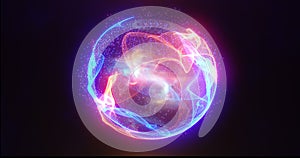 Abstract energy sphere with glowing bright particles energy futuristic hi-tech background