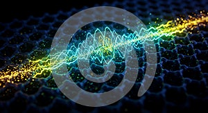 Abstract energy waveform over a graphene surface