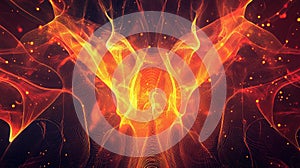 Abstract energy waves creating fire like particle pattern